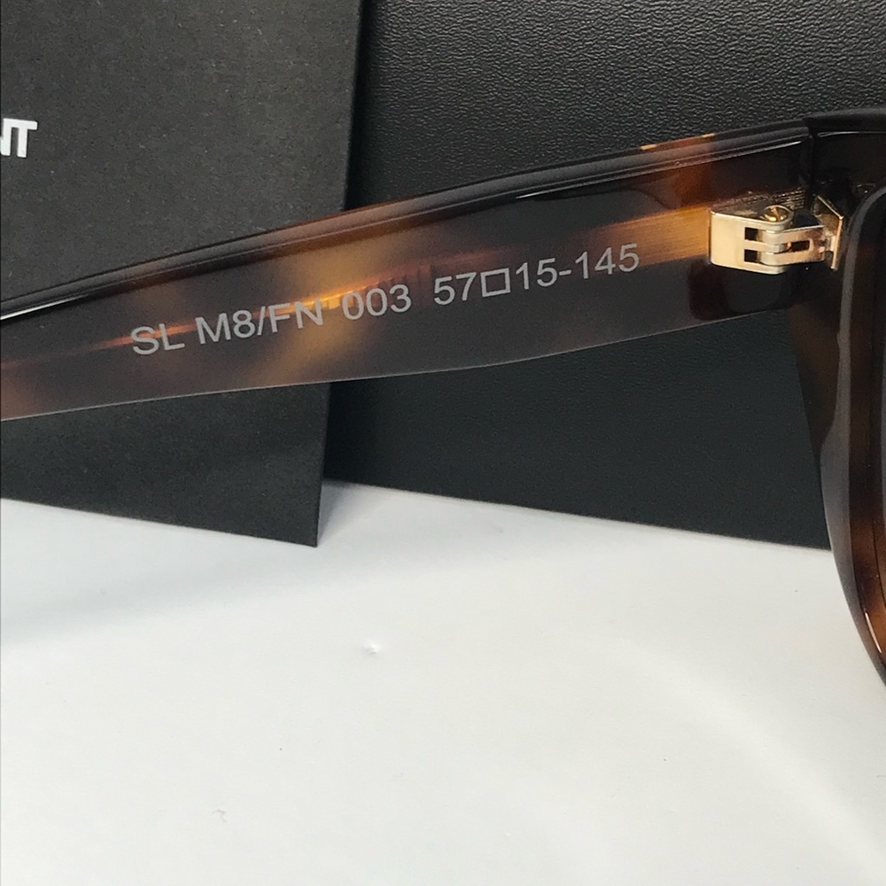 New Authentic Saint Laurent SLM8 Cat Eye Havana Brown Frame/grey Lenses Sunglass - Picture 11 of 15